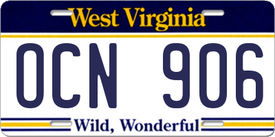 WV license plate OCN906