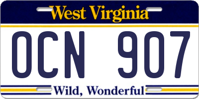 WV license plate OCN907