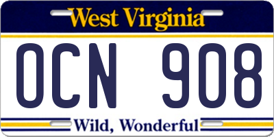 WV license plate OCN908