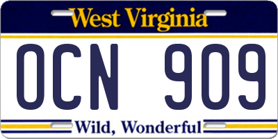WV license plate OCN909