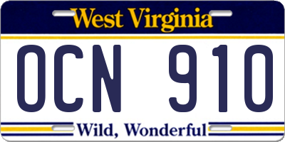 WV license plate OCN910
