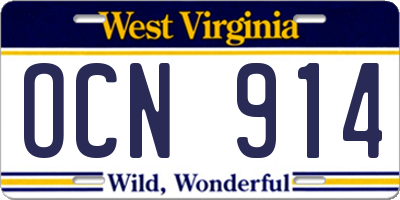 WV license plate OCN914