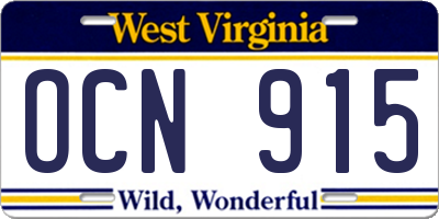 WV license plate OCN915