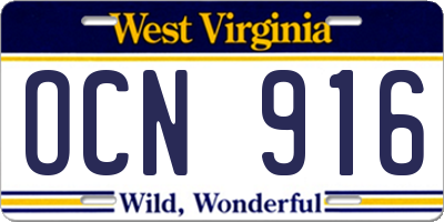 WV license plate OCN916