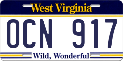 WV license plate OCN917