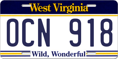 WV license plate OCN918