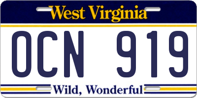 WV license plate OCN919