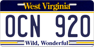 WV license plate OCN920