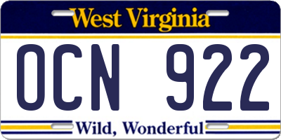 WV license plate OCN922