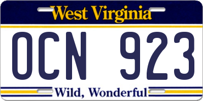WV license plate OCN923