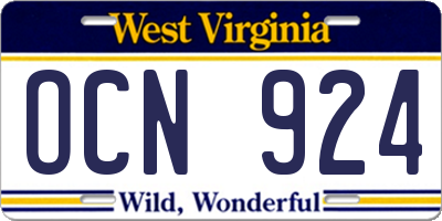 WV license plate OCN924