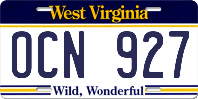 WV license plate OCN927