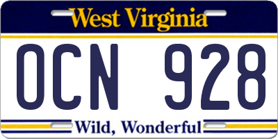 WV license plate OCN928