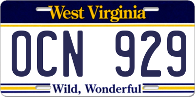 WV license plate OCN929
