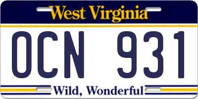 WV license plate OCN931