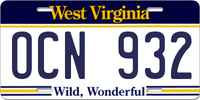 WV license plate OCN932