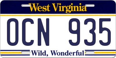 WV license plate OCN935