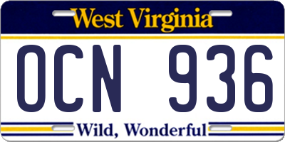 WV license plate OCN936