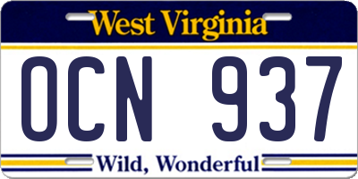 WV license plate OCN937
