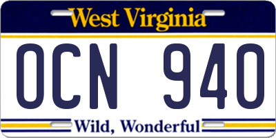WV license plate OCN940