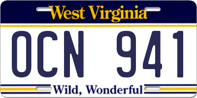 WV license plate OCN941
