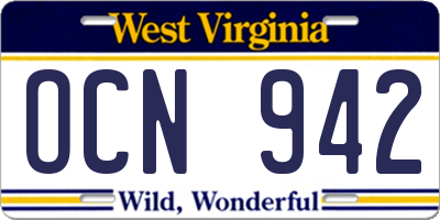 WV license plate OCN942