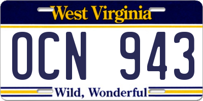 WV license plate OCN943