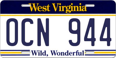 WV license plate OCN944