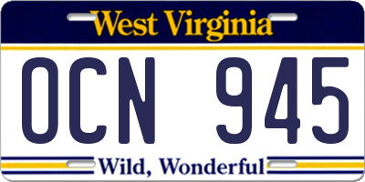 WV license plate OCN945