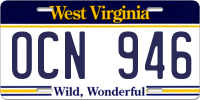 WV license plate OCN946