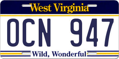 WV license plate OCN947