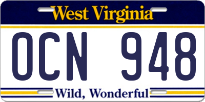 WV license plate OCN948