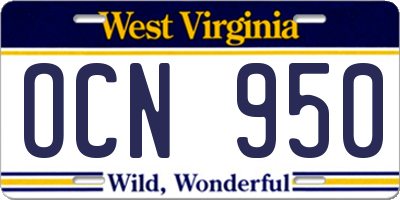 WV license plate OCN950