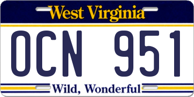 WV license plate OCN951