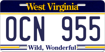 WV license plate OCN955