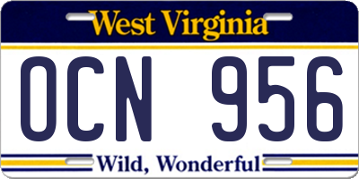 WV license plate OCN956