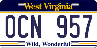 WV license plate OCN957