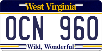 WV license plate OCN960