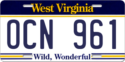 WV license plate OCN961