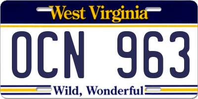 WV license plate OCN963