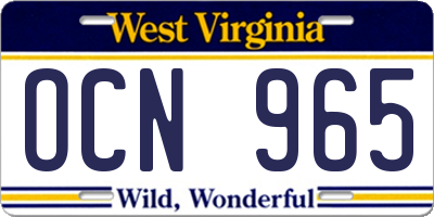 WV license plate OCN965