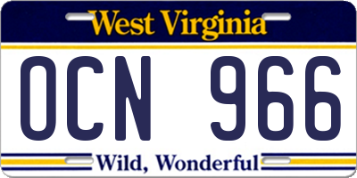 WV license plate OCN966