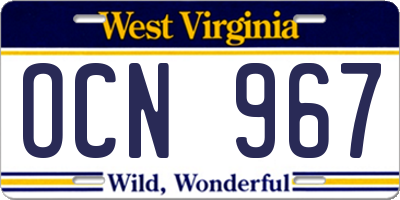WV license plate OCN967
