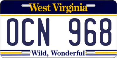 WV license plate OCN968