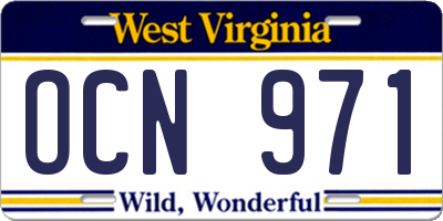 WV license plate OCN971