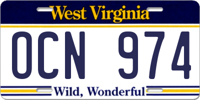 WV license plate OCN974