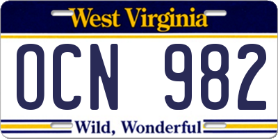 WV license plate OCN982