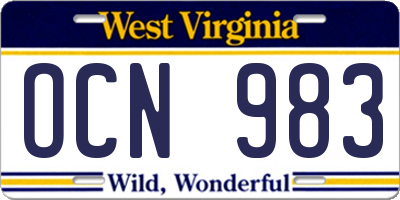 WV license plate OCN983