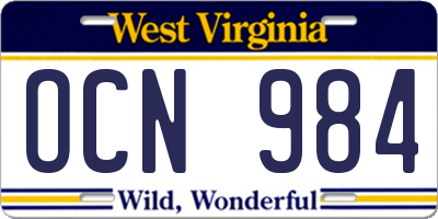 WV license plate OCN984