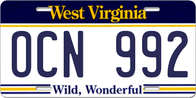 WV license plate OCN992